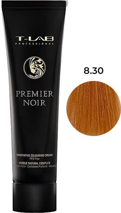 Крем-фарба для волосся 8.30 інтенсивний світло-золотий блонд PREMIER NOIR T-LAB Professional, 100 мл