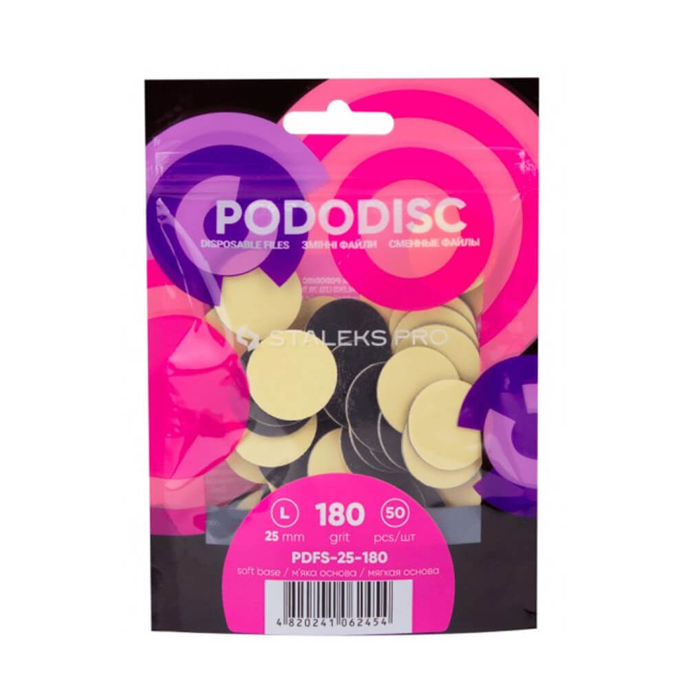 Сменные файлы на мягкой основе для педикюрного диска Pododisc L 180 грит Staleks Pro, 50 шт