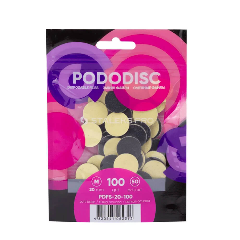 Сменные файлы на мягкой основе для педикюрного диска Pododisc M 100 грит Staleks Pro, 50 шт