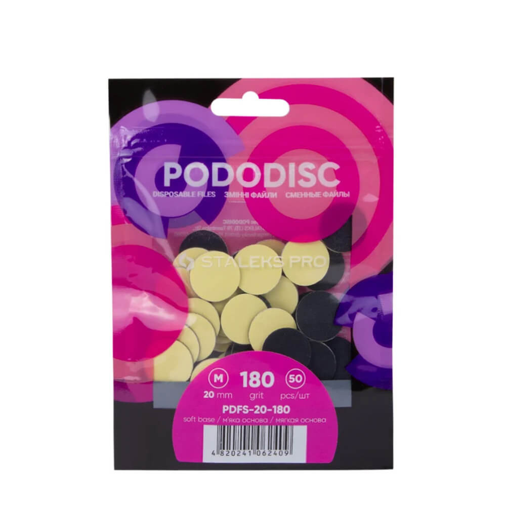 Сменные файлы на мягкой основе для педикюрного диска Pododisc M 180 грит Staleks Pro, 50 шт