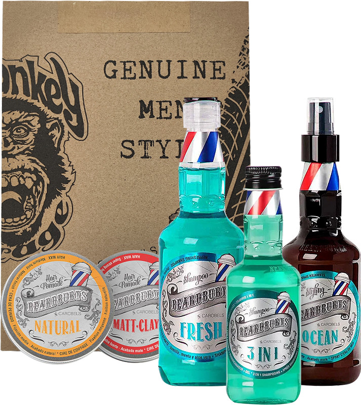 Набір для бороди PEINADO MATE BEARDBURYS (шампунь, спрей 3-в-1, глина д/волосся, віск д/волосся)
