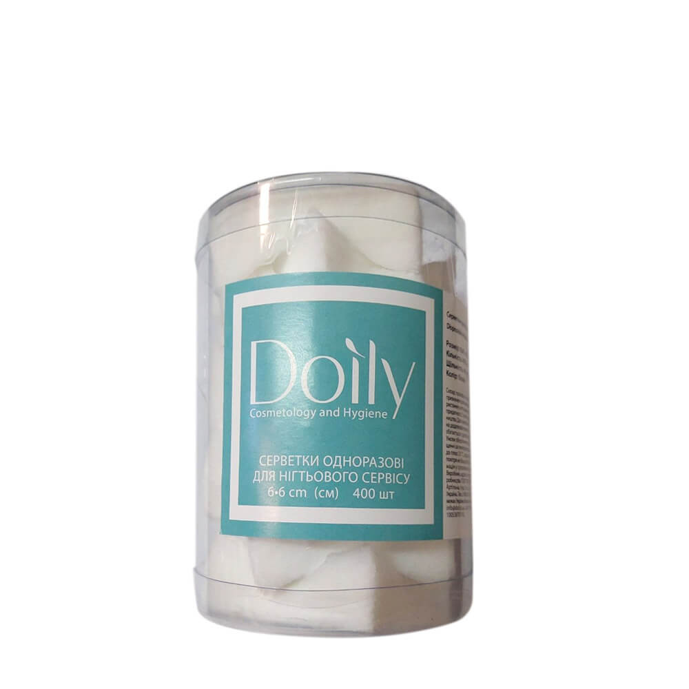 Серветки 6х6 см безворсові в тубусі Doily, 400 шт