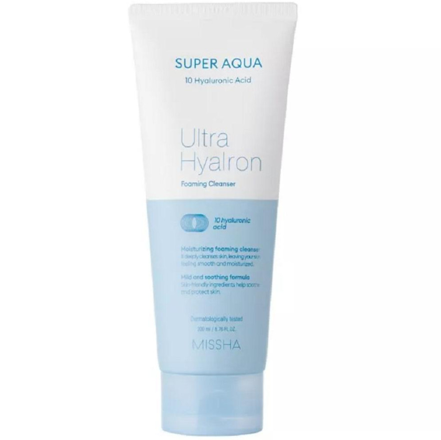 Зволожуюча пінка для вмивання Super Aqua Ultra Hyalron Foaming Cleanser Missha, 200 мл