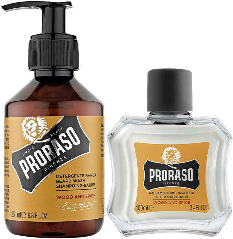 Набір для догляду за бородою подарунковий Balm&Shampoo Wood&Spice Proraso, (200млХ100мл)  Фото 2 