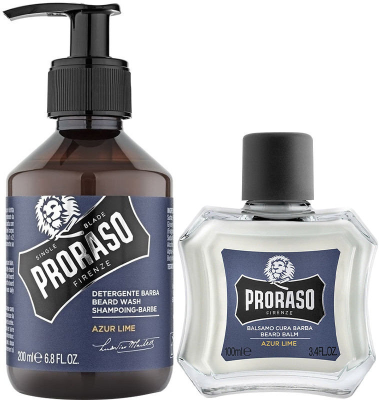 Набір для догляду за бородою подарунковий Balm&Shampoo Azur&Lime Proraso, (200млХ100мл)  Фото 2 