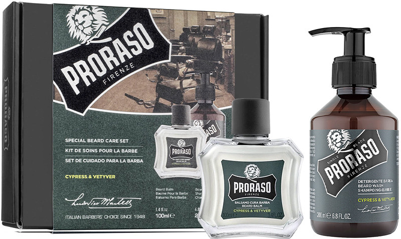 Набор для ухода за бородой подарочный Balm&Shampoo Cypress&Vetyver Proraso, (200млХ100мл)