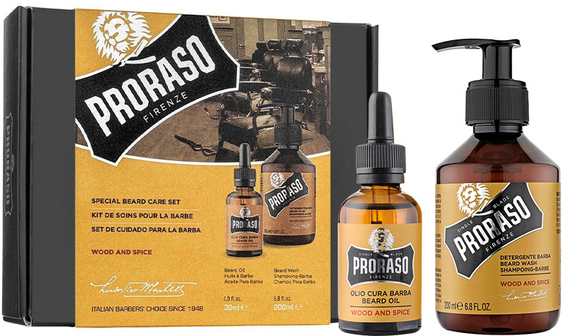 Набір для догляду за бородою подарунковий Oil&Shampoo Wood&Spice Proraso, (200млX30мл)