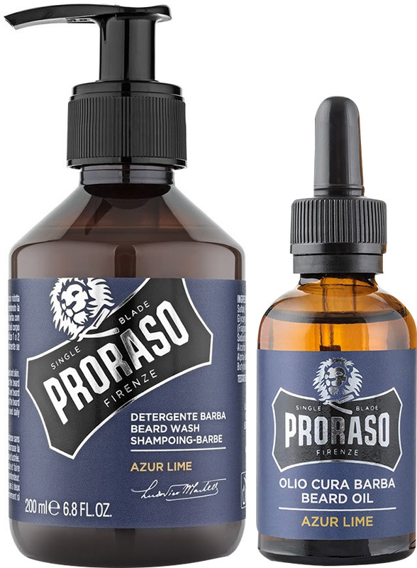 Набір для догляду за бородою подарунковий Oil&Shampoo Azur&Lime Proraso, (200млX30мл)  Фото 2 