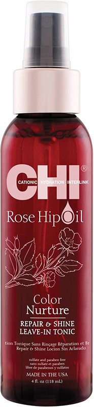 Спрей с маслом розы и кератином Rose Hip Repair and Shine Leave-in Tonic CHI, 118 мл