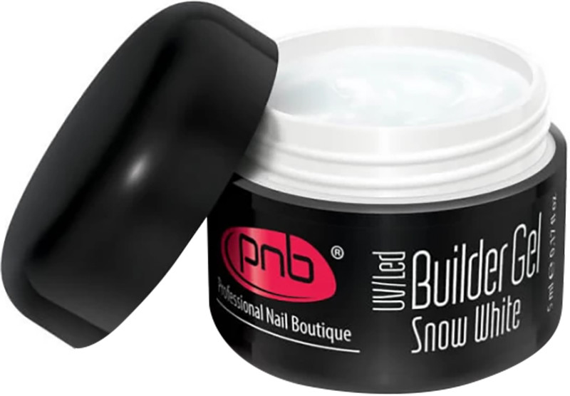 Гель моделирующий белоснежный белый Builder Gel Snow White PNB, 5 мл