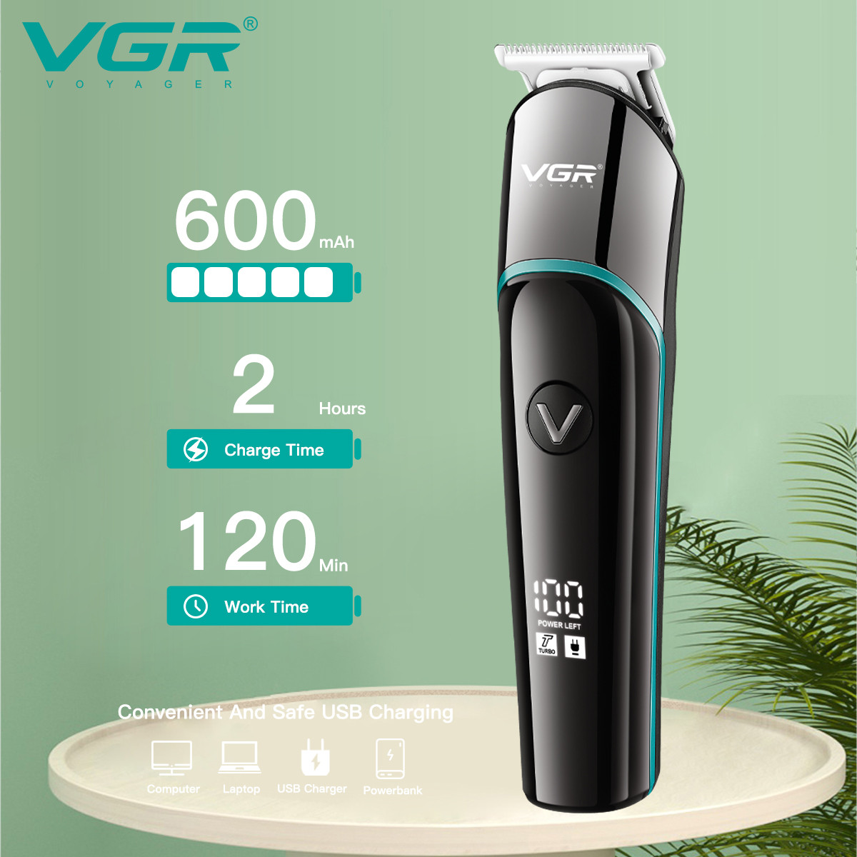Тример для стрижки (4 насадки) V-291 BLUE VGR на beauty-prof.com Фото 2 Тример для стрижки (4 насадки) V-291 BLUE VGR Фото 2