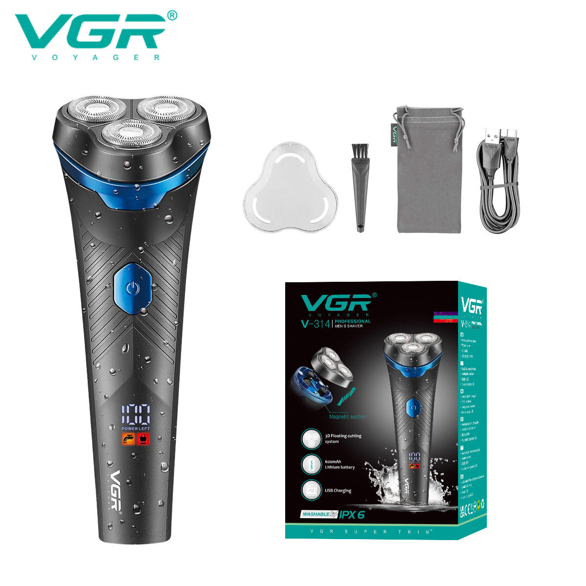 Электробритва роторная V-314 IPX6 VGR  Фото 2 