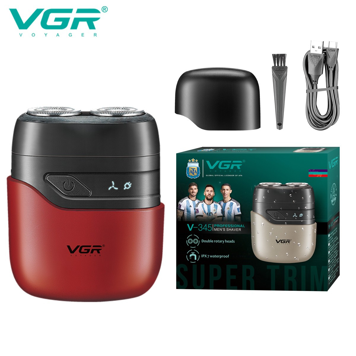 Электробритва роторная V-345 RED IPX7 VGR  Фото 2 