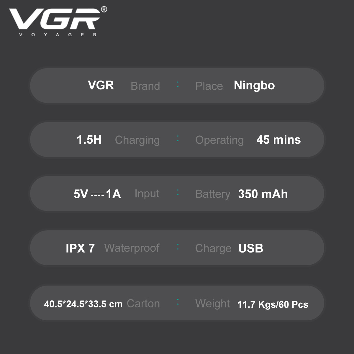 Электробритва роторная V-345 RED IPX7 VGR  Фото 4 