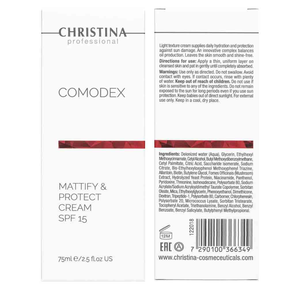 Матуючий захисний крем Comodex Mattify & Protect Cream SPF 15 Christina, 75 мл  Фото 2 