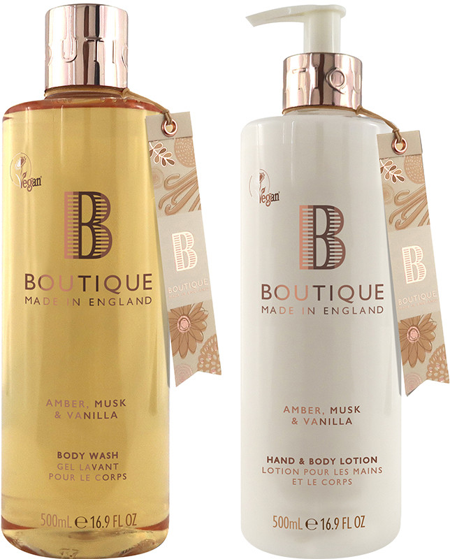 Набір для тіла Amber, Musk & Vanilla Duo Boutique, (500мл/500мл) на beauty-prof.com Фото 2 Набір для тіла Amber, Musk & Vanilla Duo Boutique, (500мл/500мл) Фото 2