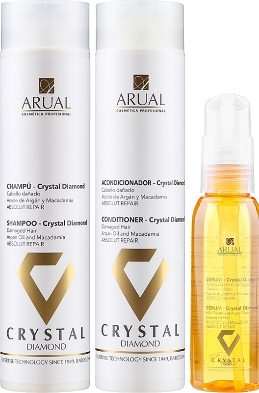 Набір для відновлення волосся Crystal Diamond Arual (shm/250ml + cond/250ml + ser/100ml) на beauty-prof.com Фото 2 Набір для відновлення волосся Crystal Diamond Arual (shm/250ml + cond/250ml + ser/100ml) Фото 2