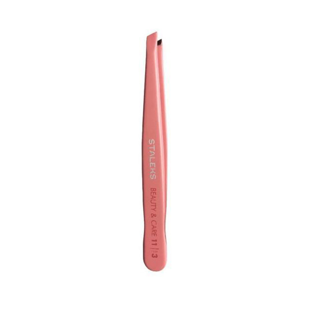 Пінцет для брів BEAUTY & CARE 11 TYPE 3 (широкі скошені кромки) рожевий СТАЛЕКС