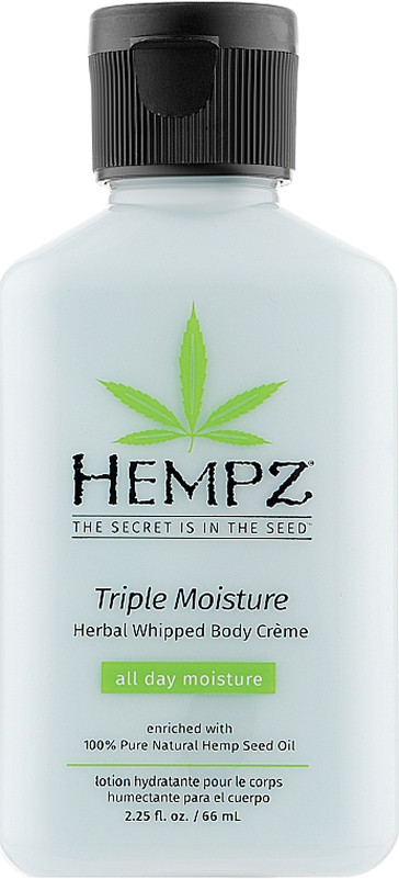 Крем ніжний для тіла потрійної дії з екстрактами рослин HEMPZ Triple Moisture Herbal Whipped Body Creme, 65 мл
