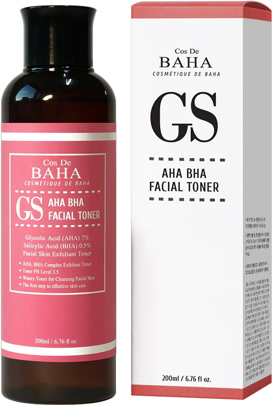 Тонер для обличчя відлущуюча  для проблемної шкіри GS AHA BHA Facial Toner Cos De Baha, 200 мл  Фото 2 
