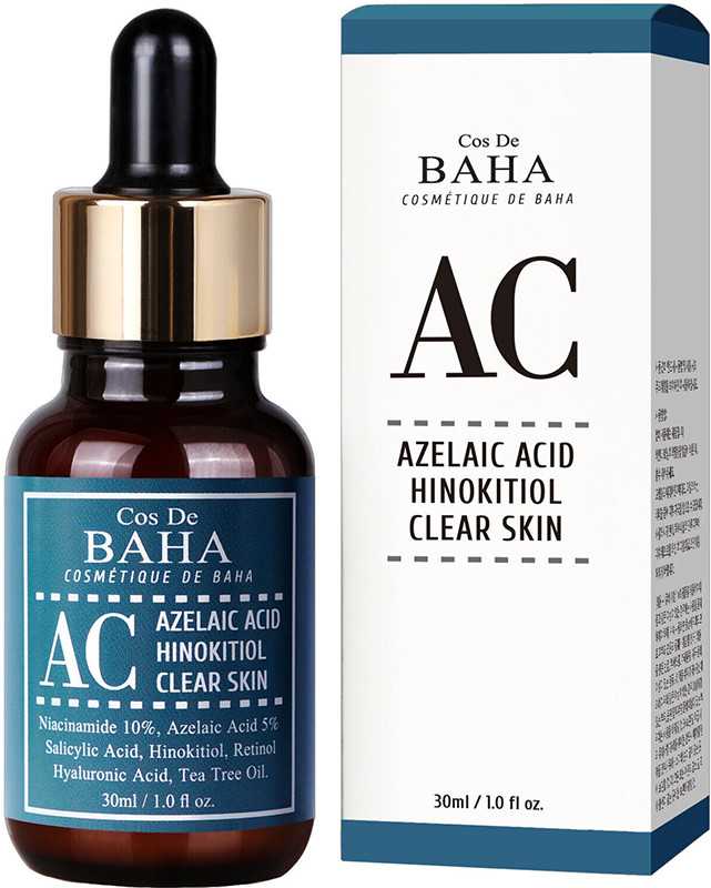 Сироватка для боротьби з акне AC Azelaic Acid Hinokitiol Clear Skin Serum Cos De Baha, 30 мл на beauty-prof.com Фото 2 Сироватка для боротьби з акне AC Azelaic Acid Hinokitiol Clear Skin Serum Cos De Baha, 30 мл Фото 2