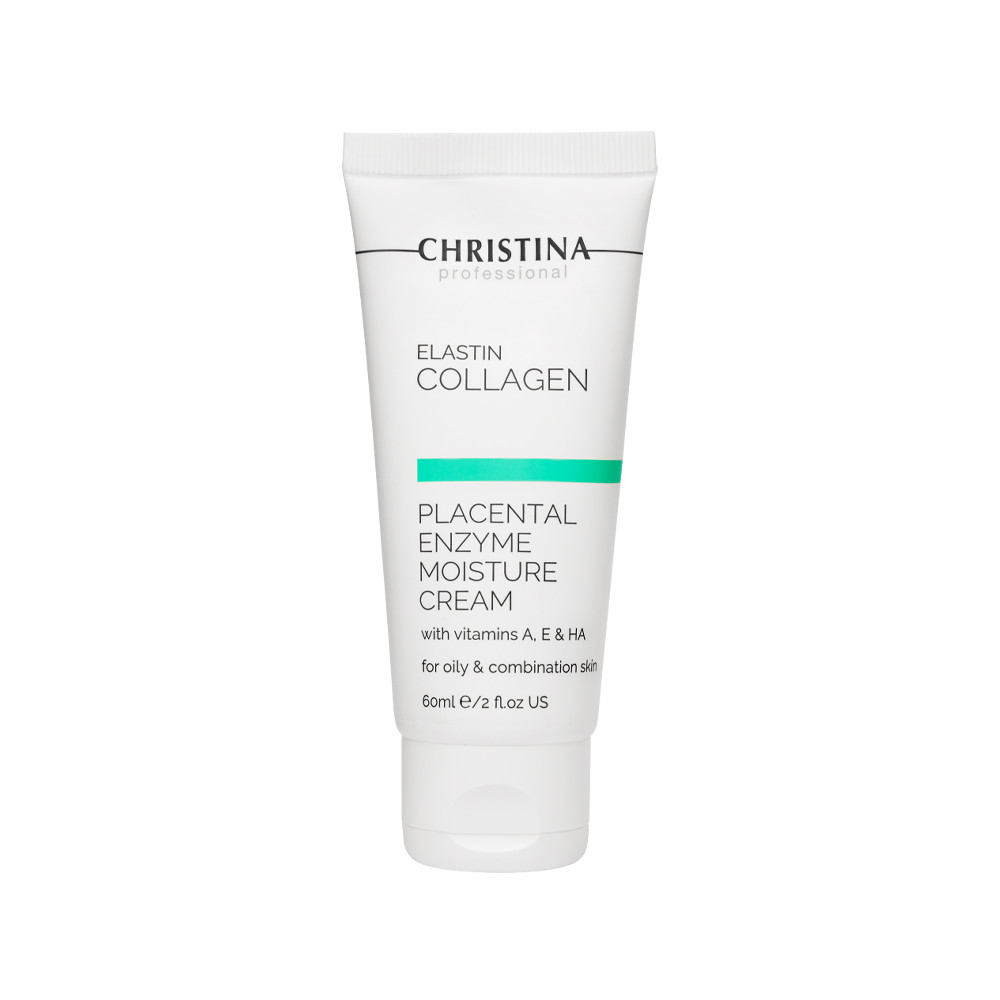 Плацентарний крем для жирної шкіри ElastinCollagen Placental Enzyme Moisture Cream Christina, 60 мл 