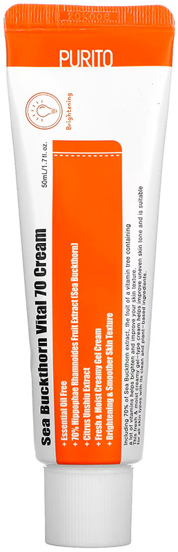 Крем витаминный с облепихой и мандаринами Purito Sea Buckthorn Vital 70 Cream, 50 мл на beauty-prof.com Крем витаминный с облепихой и мандаринами Purito Sea Buckthorn Vital 70 Cream, 50 мл