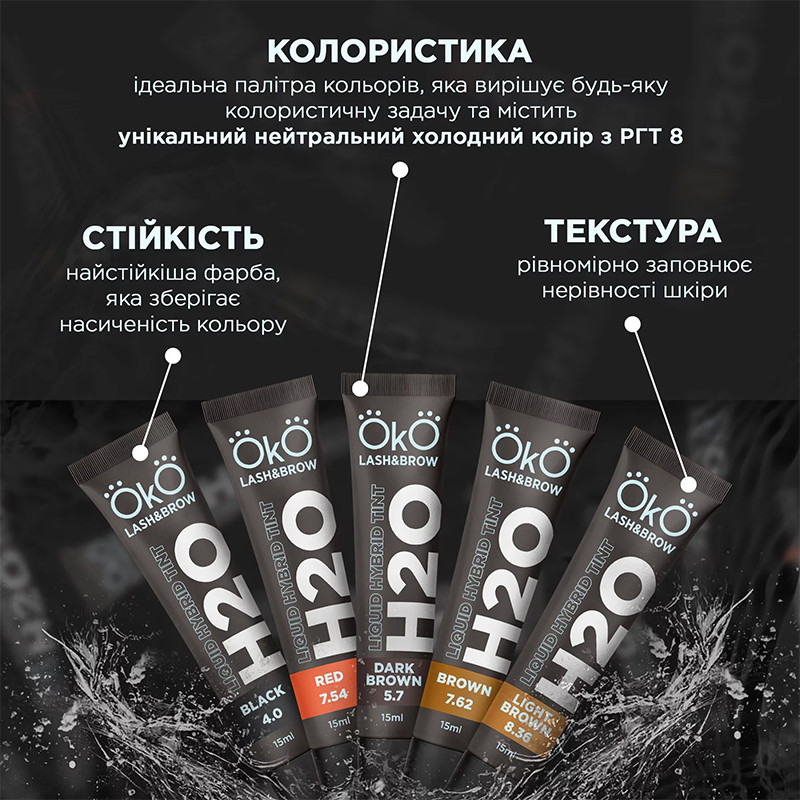 Набор красок для бровей и ресниц Liquid Hybrid Tint H2O с окислителем OKO, 5*15 мл на beauty-prof.com Фото 3 Набор красок для бровей и ресниц Liquid Hybrid Tint H2O с окислителем OKO, 5*15 мл Фото 3