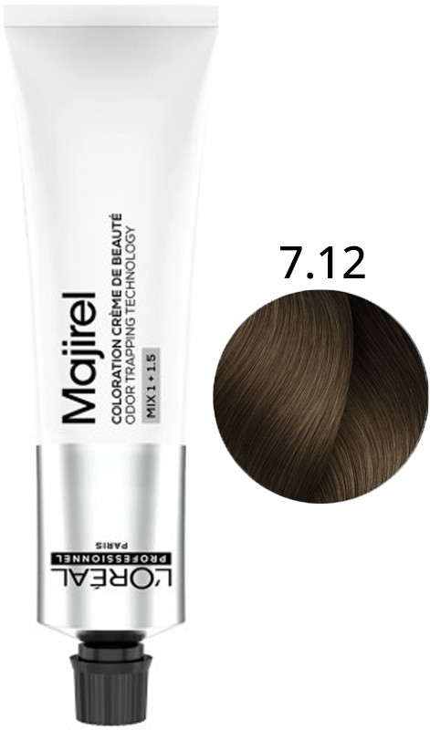 Крем-фарба для волосся стійка 7.12 Majirel L’Oreal Professionnel, 60 мл