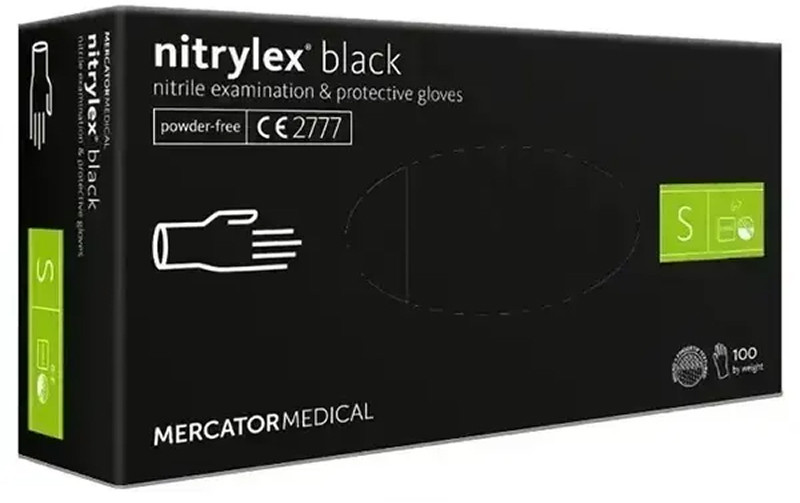 Рукавички нітрилові неприпудрені розмір S 100 шт NITRYLEX BLACK