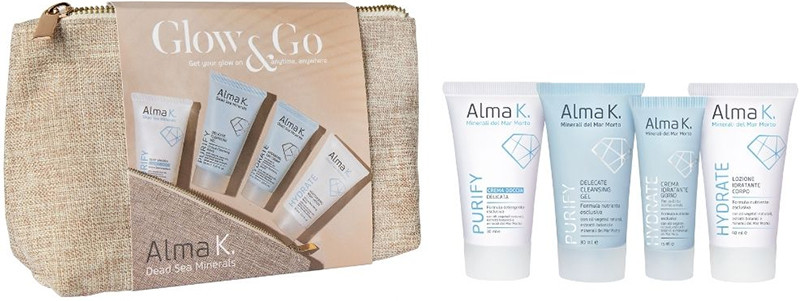 Набір дорожній для жінок Glow & Go Alma K, (30 мл/30 мл/15 мл/30 мл) на beauty-prof.com Фото 2 Набір дорожній для жінок Glow & Go Alma K, (30 мл/30 мл/15 мл/30 мл) Фото 2