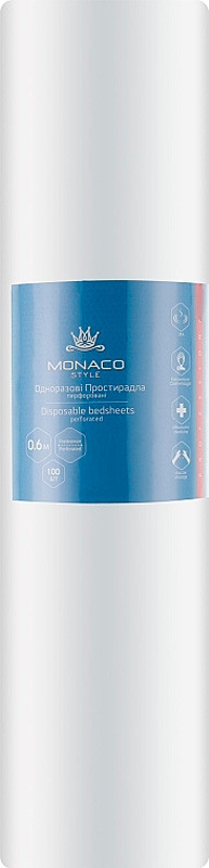 Простынь ПЕРФ белая 0,6х1,8м Monaco, 100 шт 