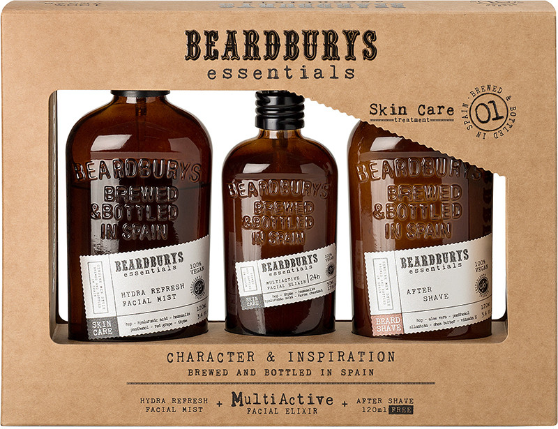 Набір для догляду за обличчям і бородою Essentials Beardburys (еліксир 50 мл/міст 120 мл/лосьйон 120 мл)