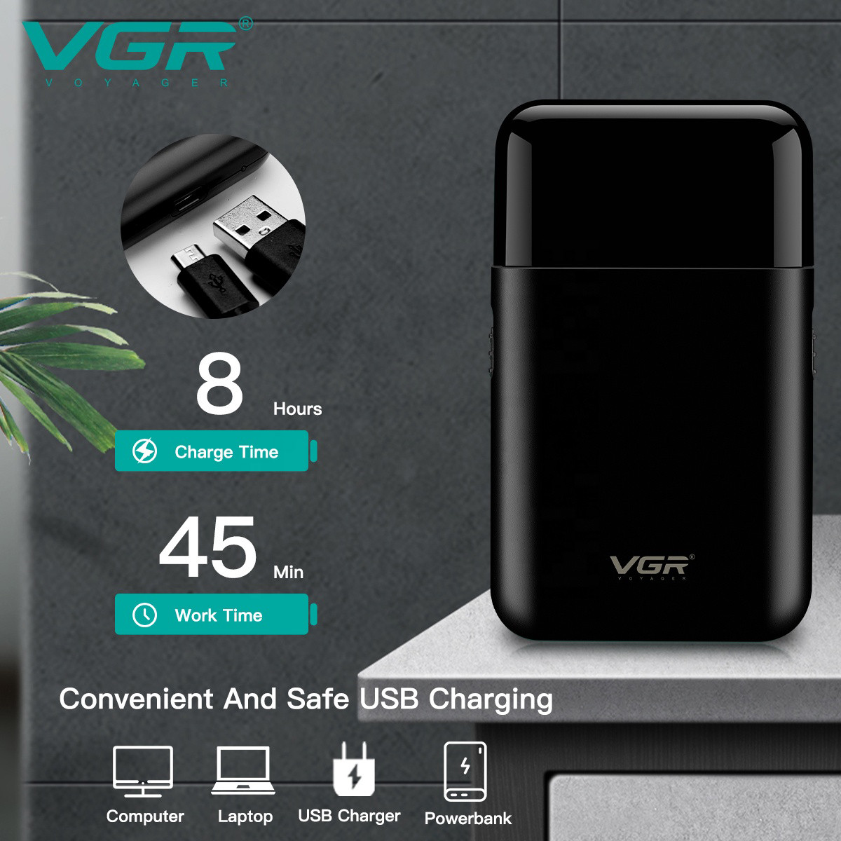 Электробритва V-390 BLACK VGR  Фото 3 