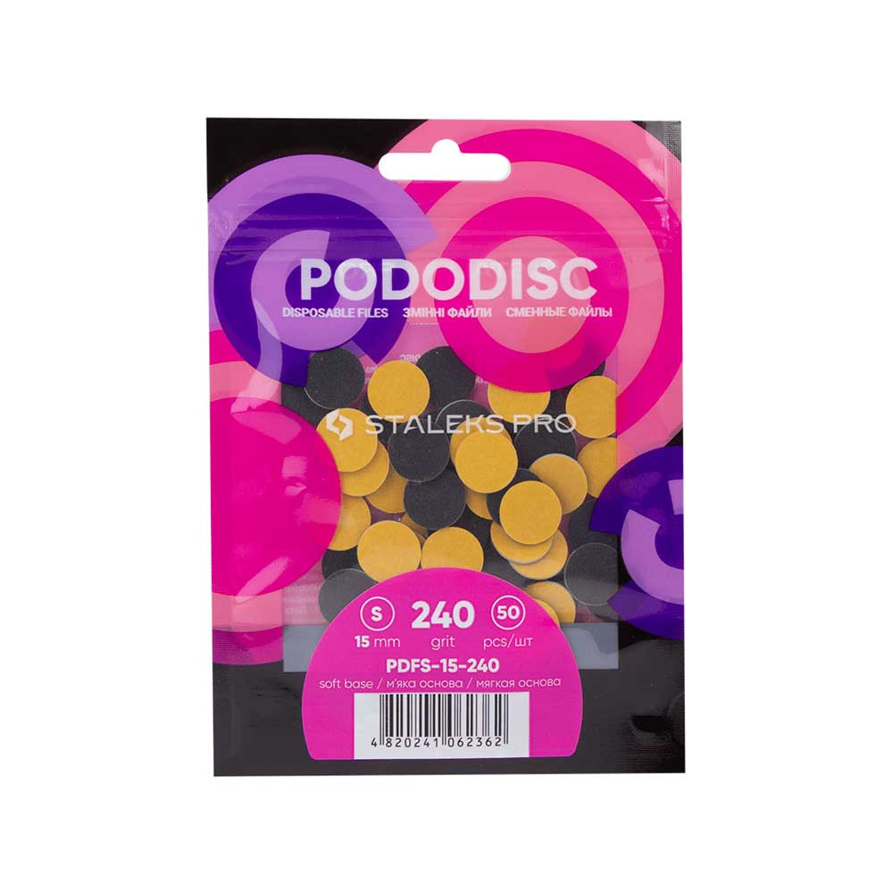 Сменные файлы на мягкой основе для педикюрного диска Pododisc S 240 грит Staleks Pro, 50 шт