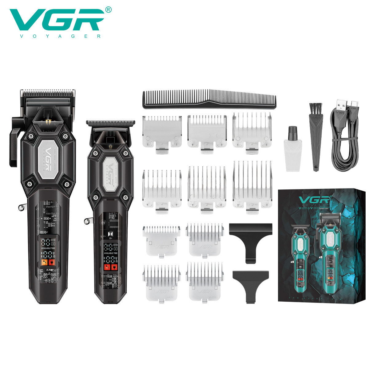 Набор 2 в 1 машинка+триммер (10 насадок) V-600&900 BLACK VGR на beauty-prof.com Фото 3 Набор 2 в 1 машинка+триммер (10 насадок) V-600&900 BLACK VGR Фото 3