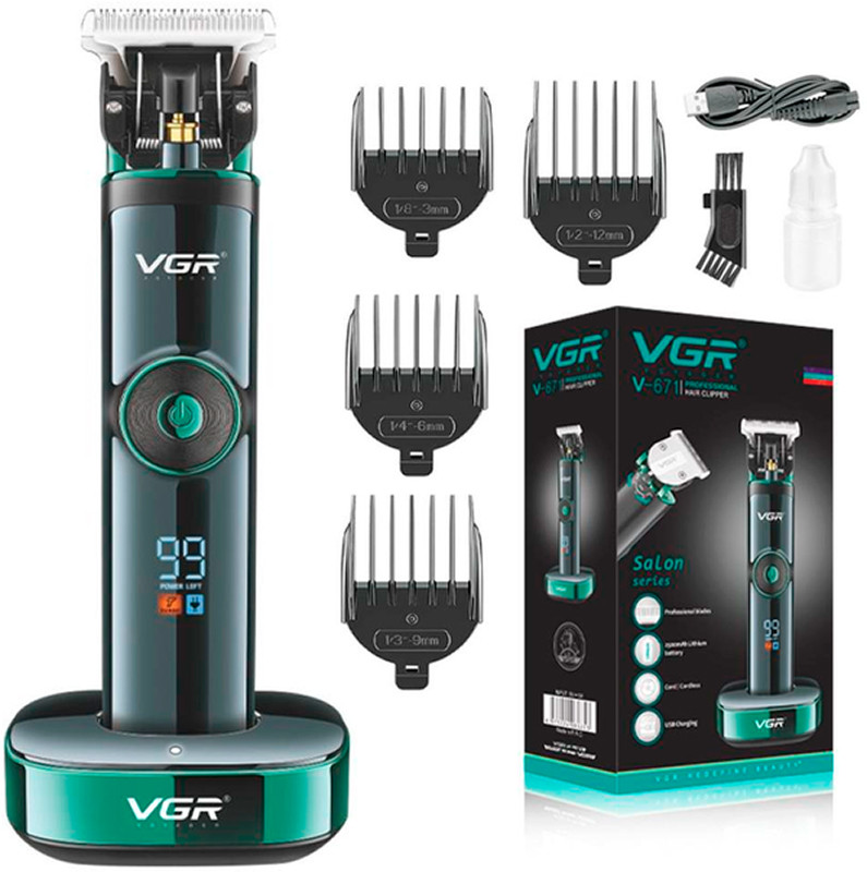 Машинка для стрижки аккумуляторная (4 насадки) V-671 VGR на beauty-prof.com Машинка для стрижки аккумуляторная (4 насадки) V-671 VGR