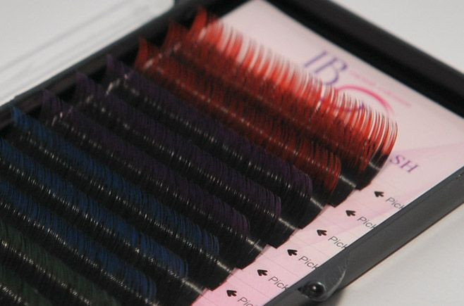 Вії амбре мікс червоно-чорні вигин З 0.10 (12 рядів 9,12мм) I-Beauty *