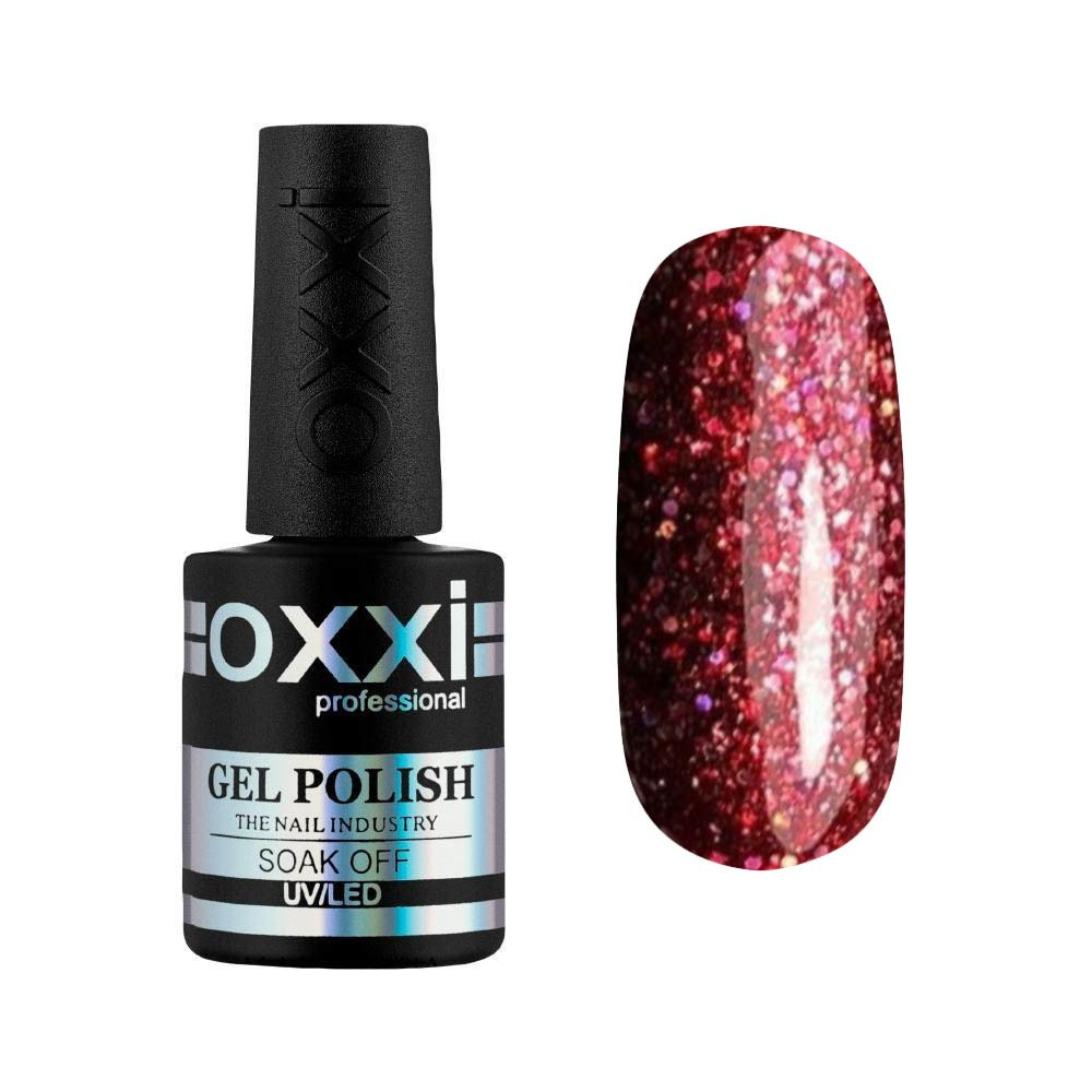 Гель-лак STAR GEL №001 (гранатовий червоний, з блискітками) 10 мл Oxxi
