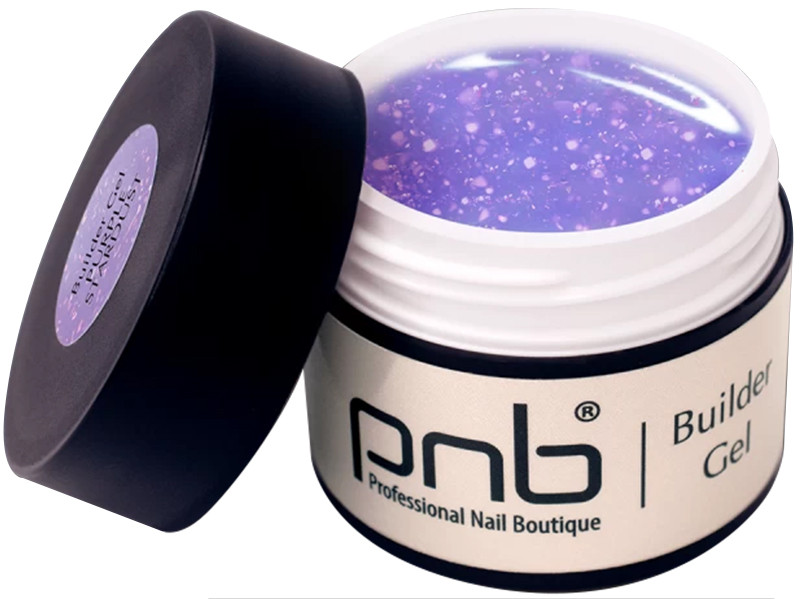 Гель моделювальний Пурпуровий зоряний пил Builder Gel Purple Stardust PNB, 15 мл
