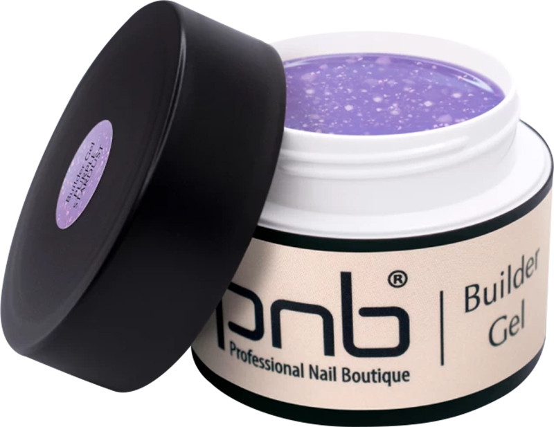 Гель моделирующий пурпурная звездная пыль Builder Gel Purple Stardust  PNB, 50 мл