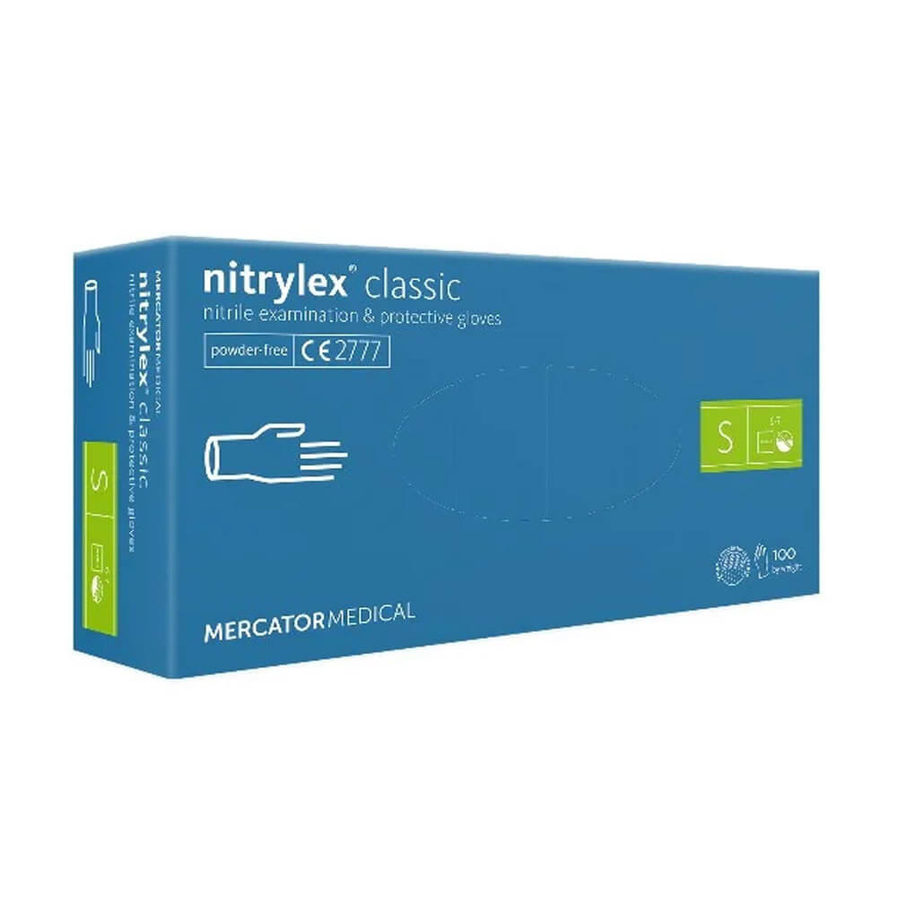 Перчатки нитриловые неопудренные, фиолет S 100 шт/уп, Nitrylex CLASSIC  Фото 2 