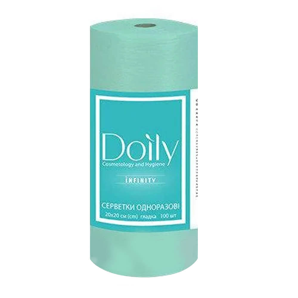 Серветки в рулоні Doily INFINITY 20х20 см (100 шт/рул) зі спанлейсу 55 г/м2 Колір: м'ятний