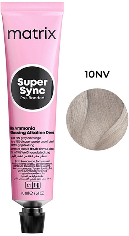 Краска для волосся тонер на лужній основі без аміаку SUPER SYNC Pre-Bonded 10NV, 90мл Matrix