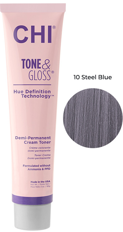 Тонер кремовий безаміачний для волосся Steel Blue Tone&Gloss CHI, 85 г